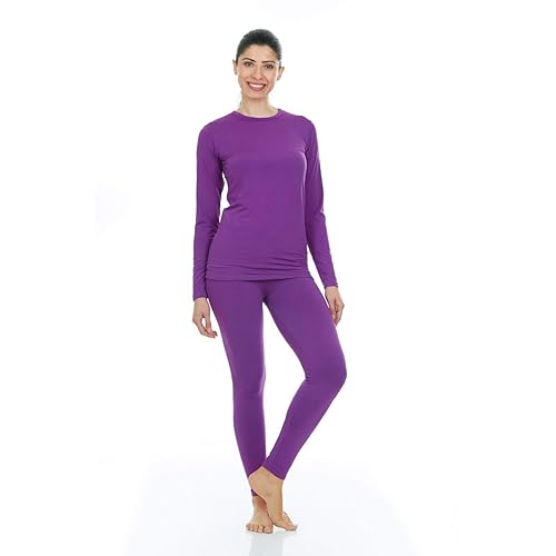 Thermajane Long Johns Thermal Underwear for Women Fleece Lined Base Layer Pajama Set Cold Weather