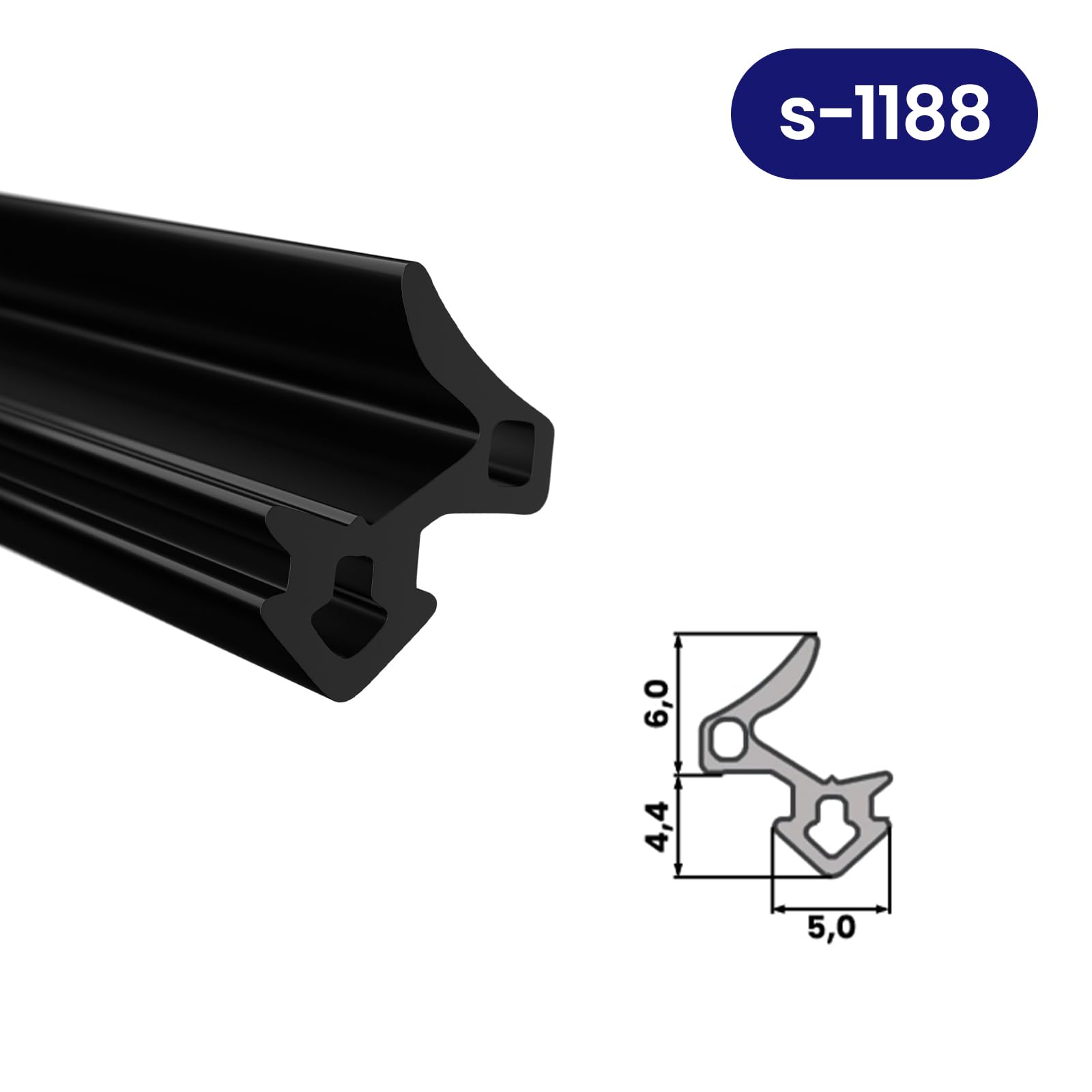DQ-PP S-1188 - Guarnizione per finestre, colore nero, 100 m, per finestre GEALAN in PVC, per profili e porte