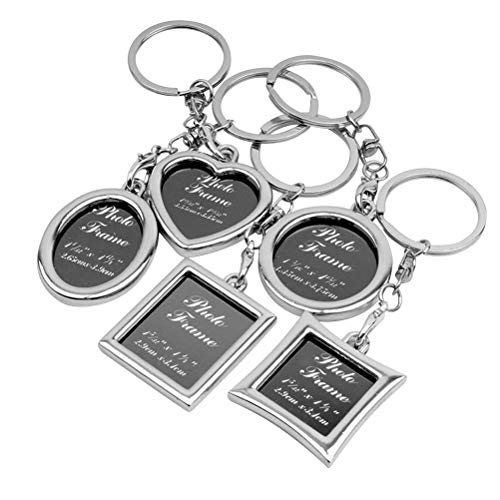 Preisvergleich Produktbild Aestm 5pcs Bilderrahmen Keychain Set Mini Bilderrahmen Schlüsselanhänger Ornament personalisierte Foto Frame Schlüsselbund für Valentinstag Jubiläum Memorial Geschenk