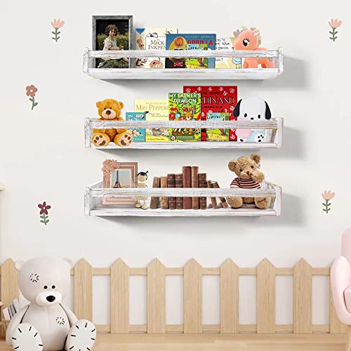 Lixintray Floating Bookshelf 24 Inches Set Of 3, Wall Mounted Nursery Book Shelves For Bathroom Decor, Kids Room, Kitchen Spice Rack, Book Shelf Organizer For Baby Nursery Decor #TOP2