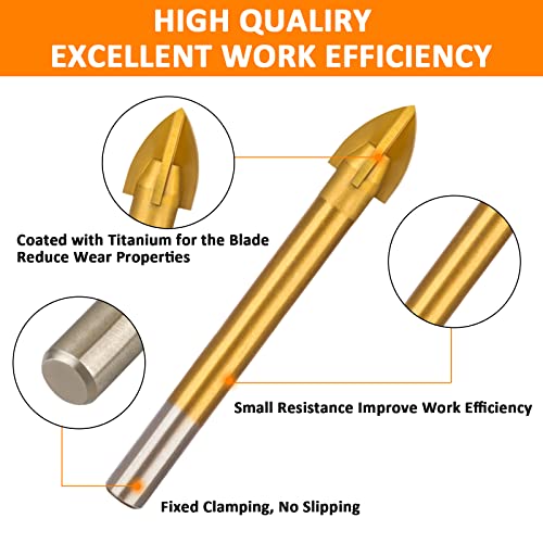 10Pcs 1/4" Masonry Drill Bit Set Titanium Coated Concrete Drill Bit Set by HOMEIDOL - Used condition - Image 3