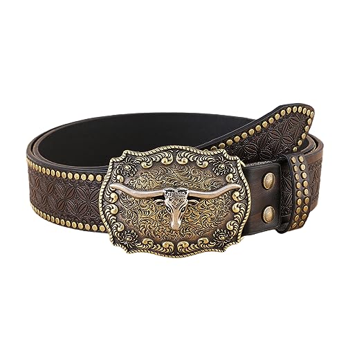 Ceinture cuir western gravée florale de qualité supérieure et style cow-boy