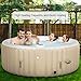 Goplus 4-6 Person Outdoor Spa Inflatable Hot Tub for Portable Jets Bubble Massage Relaxing with Accessories Set (4-Person, White)