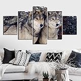  Quadro Su Tela 5 Pezzi Animale Dipingere L\'Immagine Stampa Su Tela - Immagini Opere D\'Arte Moderna - Dipinti Per Soggiorno, Camera Da Letto, Decorazioni Per La Casa (Con Cornice 200 X 1-7R0N/Q4N
