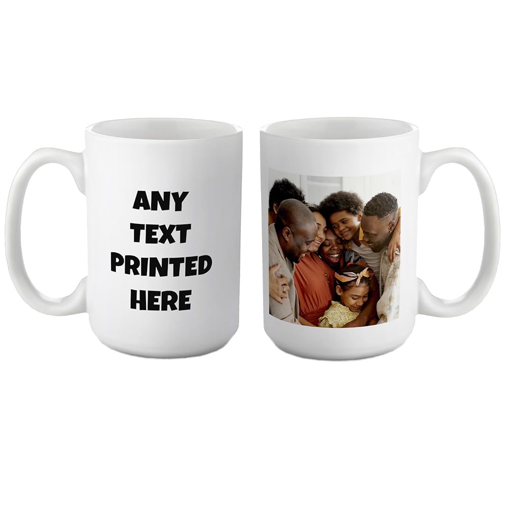 Shopagift Personalised Mug Any Photo Image Text Logo Business Company Design White 15oz Large Cup for Birthdays Mum Dad Mothers Fathers Day Funny Kitchen Work Gifts