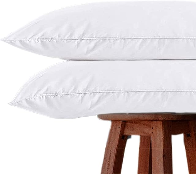 Artistic Fashionista 5 * Hotel Quality Luxury GOOSE FEATHER & DOWN PILLOWS Pair, Soft and Comfortable with 100% Cotton Cover (Pack of 2)