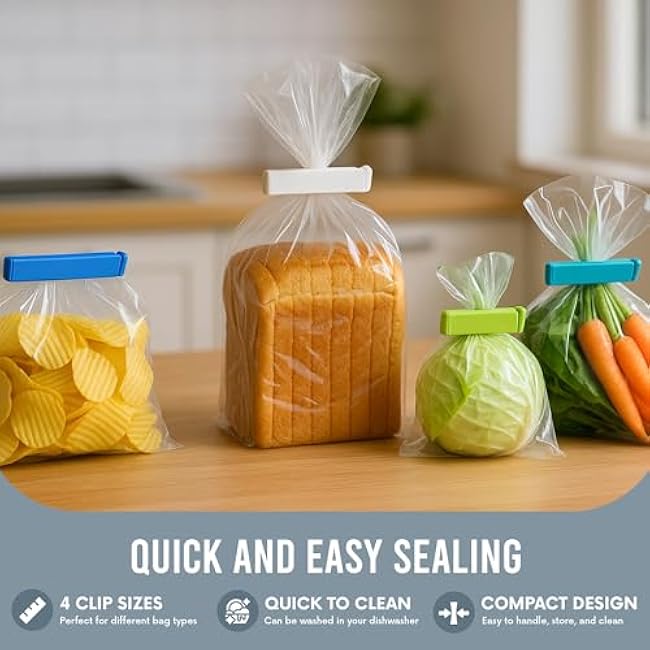 Linden Sweden Twixit! Bag Clips - Set of 20 - Keep Food Fresh, Prevent Spillage - Great for Storage and Organization - Microwave, Freezer and Dishwasher-Safe - BPA-Free