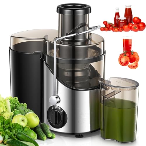 Máquinas Exprimidoras, Exprimidores Centrífugos para Frutas Y Verduras Enteras, Exprimidores Autolimpiantes, Máquina Extractora De Jugo Con Cepillo Y Antigoteo, Control De 3 Velocidades Y Tolva