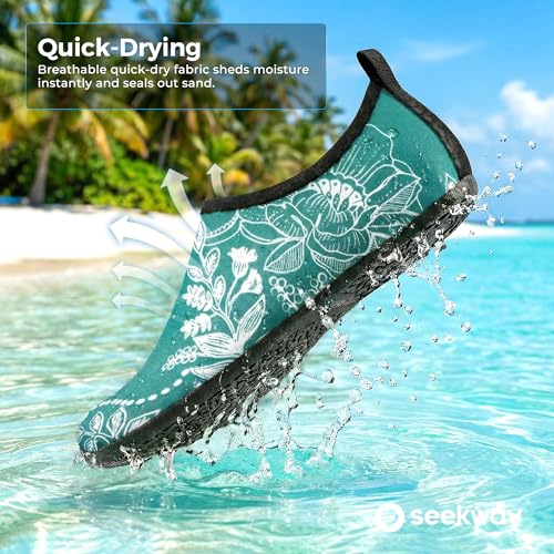 Image of SEEKWAY Water Shoes Women Men Adult Quick-Dry Aqua Socks Barefoot Non Slip for Beach Swim River Pool Lake surf Black SK002(U)