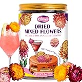 Edible Mixed Color Dried Flowers, 50–60 Pcs Food Grade Edible Flowers, 100% Natural Dreid Flowers for Garnishing Cocktails, Cake Decorations, Drink Botanicals, Tea Infusions and DIY Crafts (2 oz)