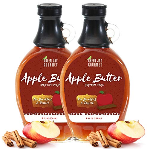 Green Jay Gourmet Apple Butter Syrup - Premium Breakfast Syrup with Sweet Apples, Spices & Lemon Juice - All-Natural, Non-GMO Pancake Syrup, Waffle Syrup & Dessert Syrup - 16 Ounces
