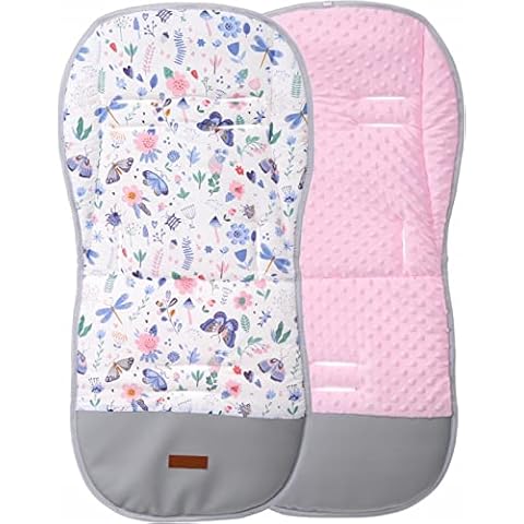Reversible Soft Pram Seat Liner - Pink/On The Meadow Cover