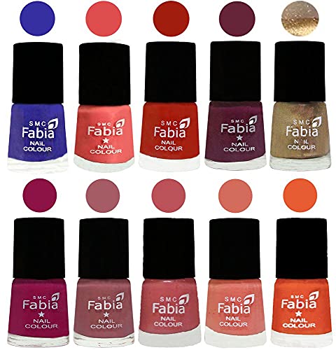 Image of ALL IN ONE (PACK OF 10), Long Lasting Glossy Nail Polish, 6 ml Each, All Vibrant Colours,01770