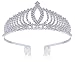 Women Stylish Shining Rhinestone Crown Headband Tiara,Silver