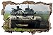 Produktbild DesFoli Panzer Krieg Armee 3D Look Wandtattoo 3D Look Wandtattoo 70 x 115 cm Wanddurchbruch Wandbild Sticker Aufkleber D557