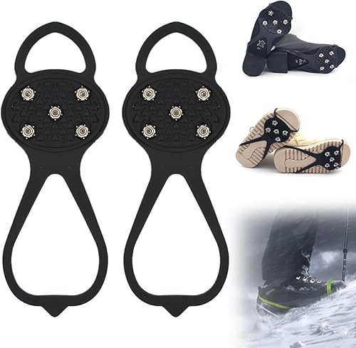 Tacos de agarre antideslizantes universales, tacos de hielo antideslizantes de 5 garras para zapatos, botas, tacos de tracción de hielo para