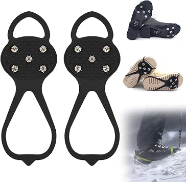 Universal Non-Slip Gripper Spikes, 2026 New 5-Claw Non Slip Ice Cleats for Shoes Boots, Ice Traction Cleats for Walking Hiking Climbing Fishing