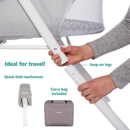 Dream On Me Traveler Portable Bassinet In Grey, Lightweight And Breathable Mesh Design, Easy To Clean And Fold Baby Bassinet - Carry Bag Included #TOP4