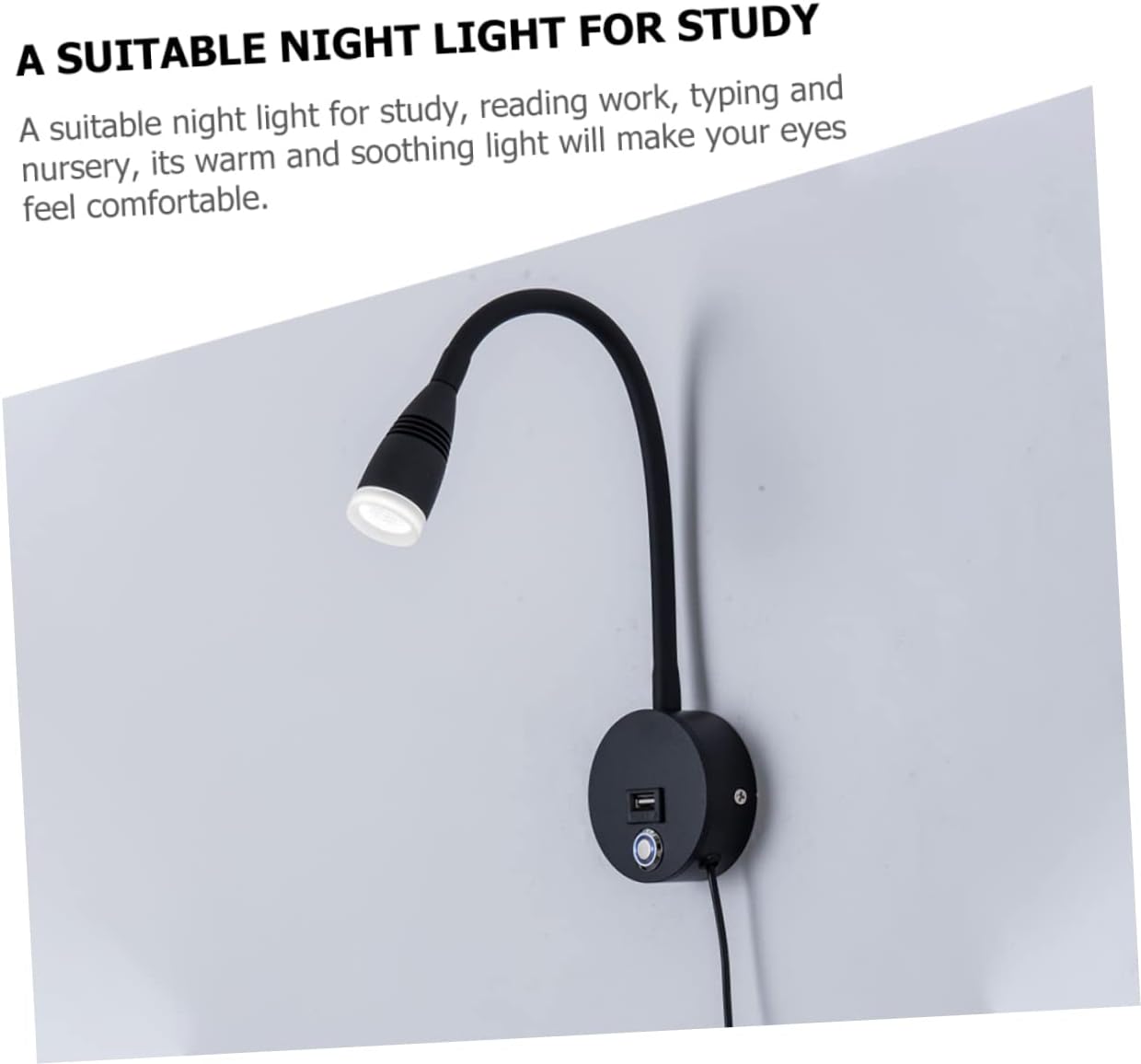 Tofficu Led Wall Mounted Reading Light Brightness Levels Goose-Neck Design for Bedside for Bedroom Dorm Living Room Us