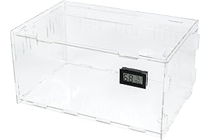 BETAZOOER Snake Box Reptile Terrarium Breeding Tank with Temperature Hygrometer (15.3"x9.7"x7.6")