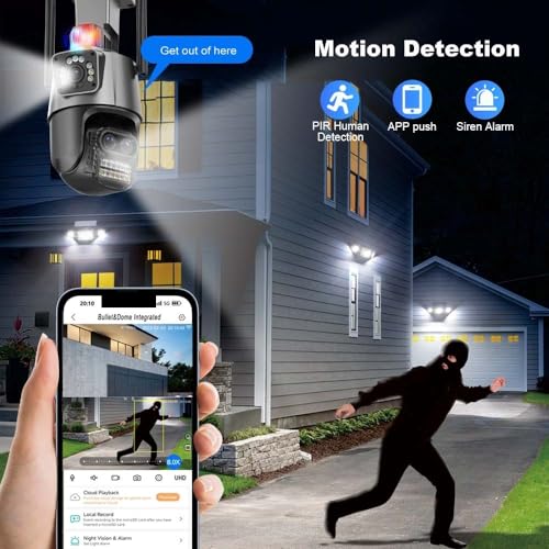 Cámaras de vigilancia de 9MP con tres lentes: evite robos con la alarma de luz policial 6