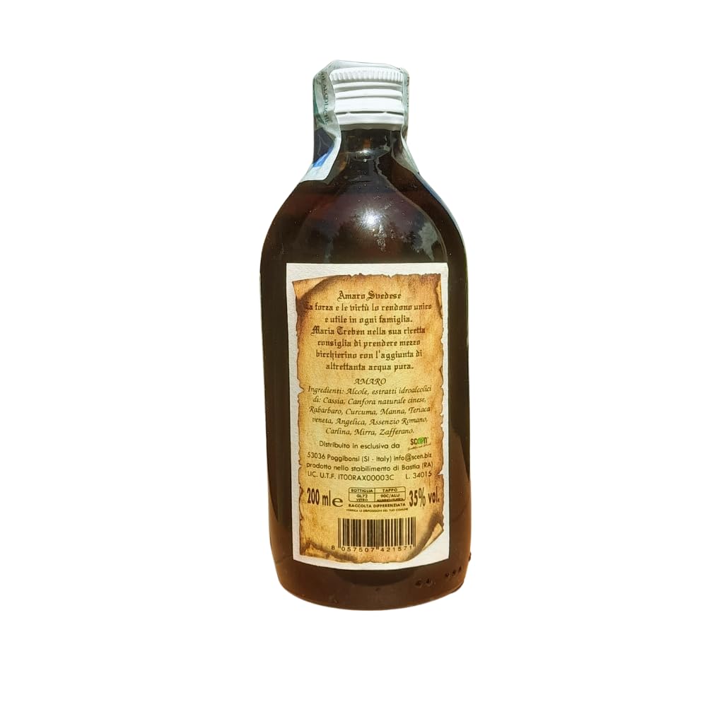 SCEN – Amaro Svedese 200 ml, Ricetta Originale Maria Treben, Erbe Officinali Selezionate, Gusto Amaro Autentico, Made in Italy