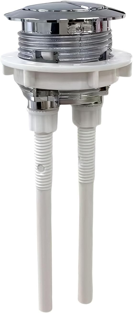 Universal Dual Flush Toilet Push Button Replacement, Chrome Plated ABS Water Tank Round Button with Adjustable Rods, Fits 38mm Hole, DIY Toilet Repair Kit for Most Dual Flush Toilets.