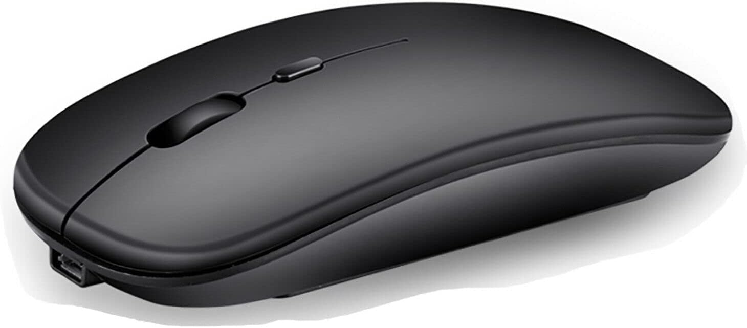 Wireless Mouse, Matte Black, Slim Rechargeable Wireless Silent Mouse, 2.4G Portable USB Optical Wireless Computer Mouse with USB Receiver