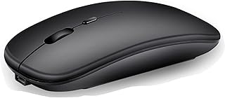 Wireless Mouse, Matte Black, Slim Rechargeable Wireless Silent Mouse, 2.4G Portable USB Optical Wireless Computer Mouse with USB Receiver