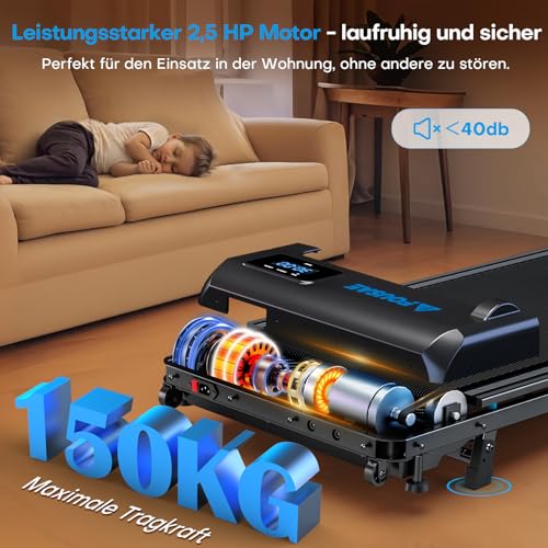 FOUSAE Walking Pad, 1-10 km/h für Zuhause mit 9% Steigung (Blau) - 5