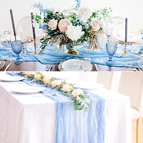 15 Pack Baby Blue Cheesecloth Table Runner 10Ft Gauze Cheese Cloth 35X120 Inch Boho Table Runner Romantic Table Runner Long Table Cover For Wedding Birthday Party Bridal Shower Reception Table Décor #TOP7
