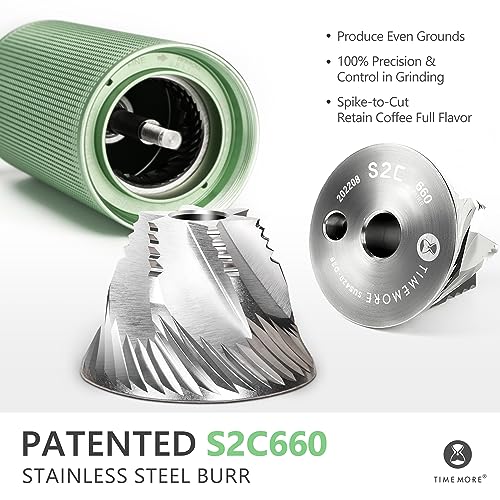 TIMEMORE Chestnut C3 ESP PRO Coffee Grinder Manual, Upgrade Integrated All-Metal Body, Hand Coffee Grinder with Folding Handle, for Espresso to French Press, Green