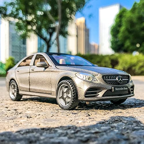 Bdtctk Compatible For Benz C260L 1:32 Model Car, Diecast Zinc Alloy Pull Back Toy Car With Sound And Light For Kids Boys Girls Grey #TOP6