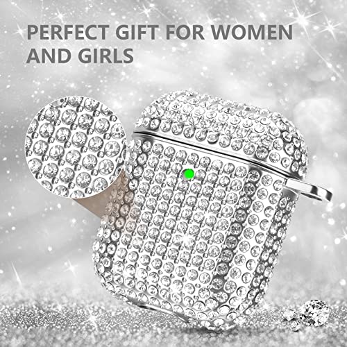 Case For Airpods 2/1, Filoto Bling Crystal Pc Airpod 1St/2Nd Generation Case Cover For Women Girls, Cute Air Pod Hard Protective Accessories With Lobster Clasp Keychain For Apple Airpods (Silver) #TOP2