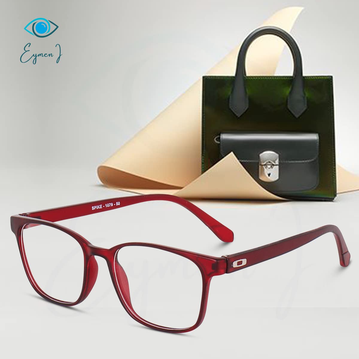 Eymen I Classic Non Prescription Clear Lens Glasses for Women Men Square Frame Eyeglasses Multiple Shades (Red) - Image 4 thumbnail