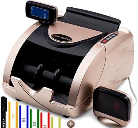 Money Counter Machine - Bill Counter Machine - Portable Money Machine Counter - 150 Straps & Counterfeit Detector Pen - Money Counting Machine for Mixed Bills - Currency Counter - Dollar Cash Counter