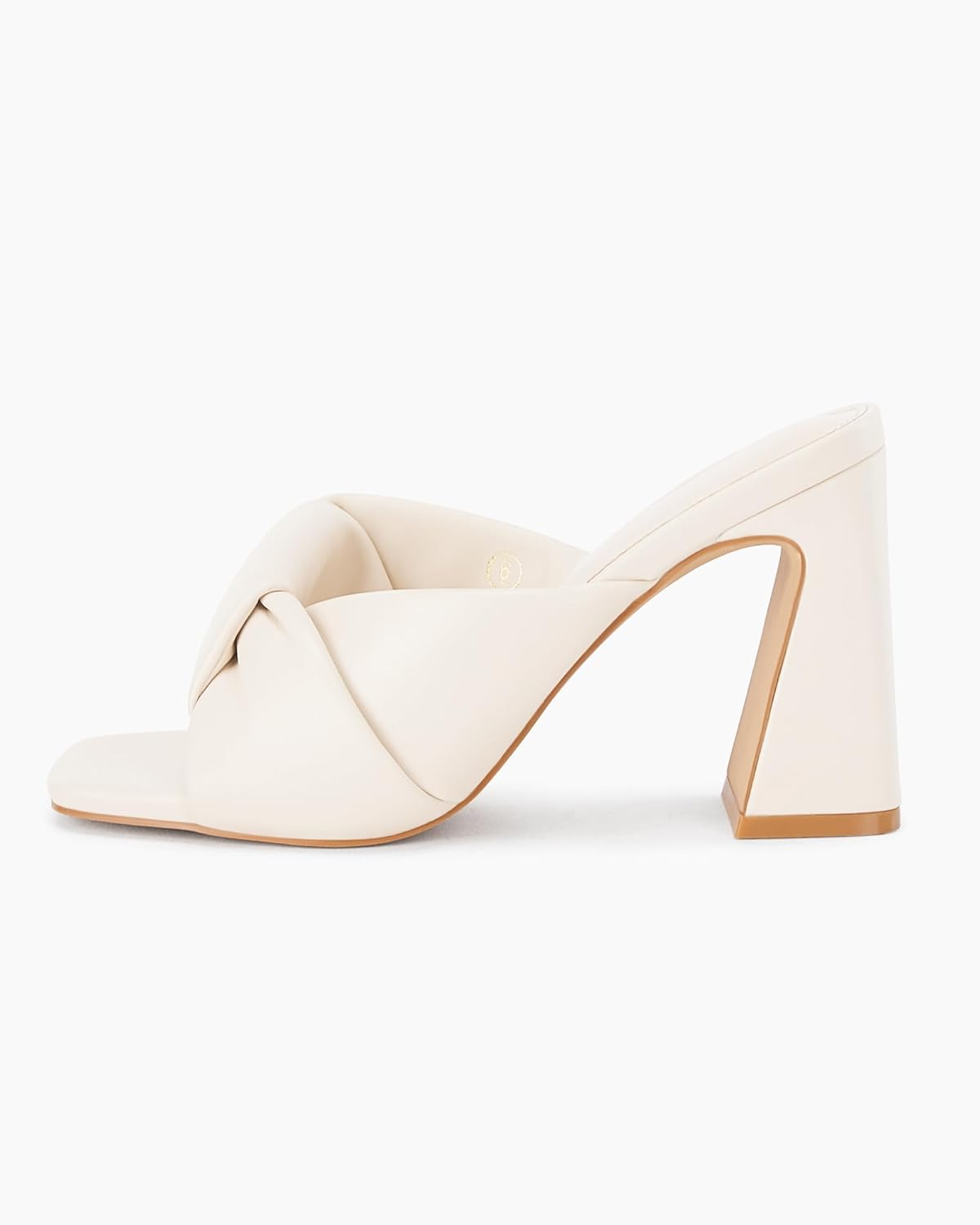 Coutgo Womens Chunky Heeled Mules Puffy Knot Square Open Toe Slip On Sandals Summer Evening Party Prom Shoes - Image 4