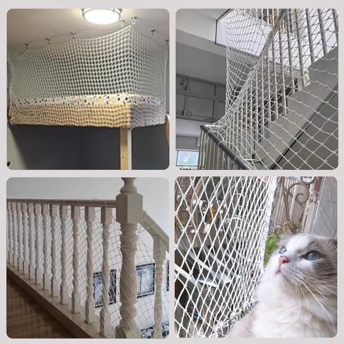 Image of Stair Safety Net for Kids Rope Net Safety Netting for Railings Suitable for Balconies, Stair, Railing, Playground, Indoor and Outdoor Decoration (4mm,2X3m)