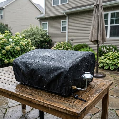 VEYEGIS Cover for Balckstone 22 inch Tabletop Griddle with Hood, Waterproof Griddle Cover Fits Balckstone 22" Cooking Stations, 600D Heavy Duty Fabric Grill Cover by VEYEGIS - Used condition - Image 8