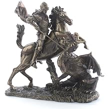 UNICORN STUDIO 11.38 Inch Saint George The Dragon Slayer Cold Cast Bronze Figurine