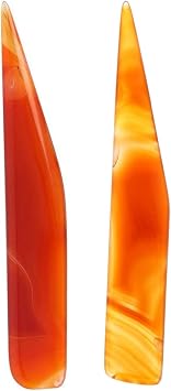 MerciL 2pcs ملمع الحرف اليدوية، ملمع العقيق، أدوات تلميع أوراق الذهب، أداة تلميع العقيق، سكين العقيق، أداة العناية بالعقيق لصنع المجوهرات الفضية الذهبية، نحت 9 مم، عشوائي، HW10G445