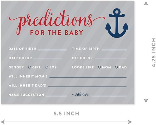 Miniatura 5 de Andaz Press Colección náutica para baby shower, predicciones para tarjetas de bebé, paquete de 20