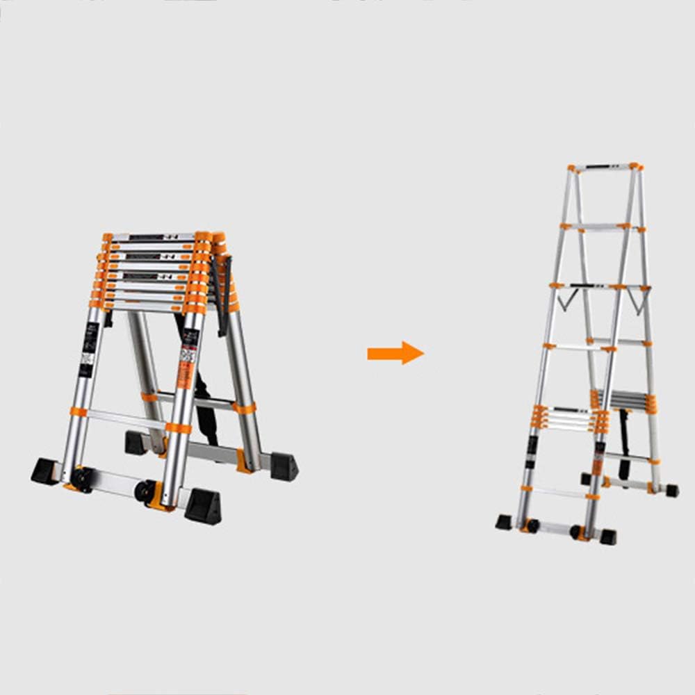 Herringbone Ladder,Multi-Purpose2.3-5.5M Aluminium Portable Telescopic Ladder DIY Extendable A-Frame Ladder Extension Steps 150KG (Size : Herringbone Ladder- 2.7m)