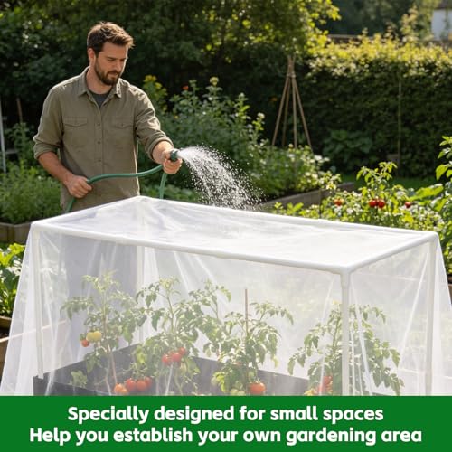 Huerto urbano elevado contra plagas con malla protectora exterior 8
