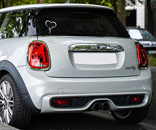 Jesus Heart Vinyl Decal Sticker | Cars Trucks Vans Walls Laptops Cups | White | 5.5 X 4.3 Inch | Maz-401 #TOP3