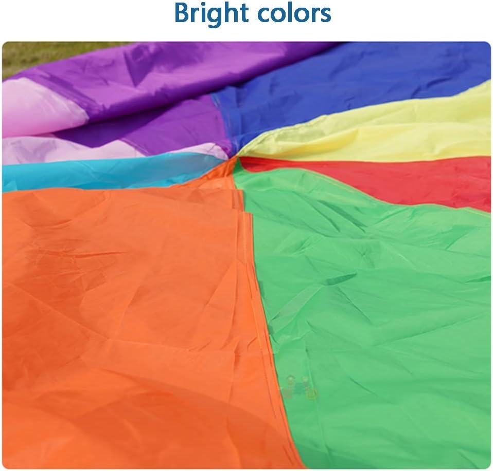 Rainbow Parachute, Play Parachute, Play Parachute with Handles for Cooperative Team Building Games Gymnastics Cooperative Play Outdoor Playground Activities(4 * 4M)(4 * 4M)