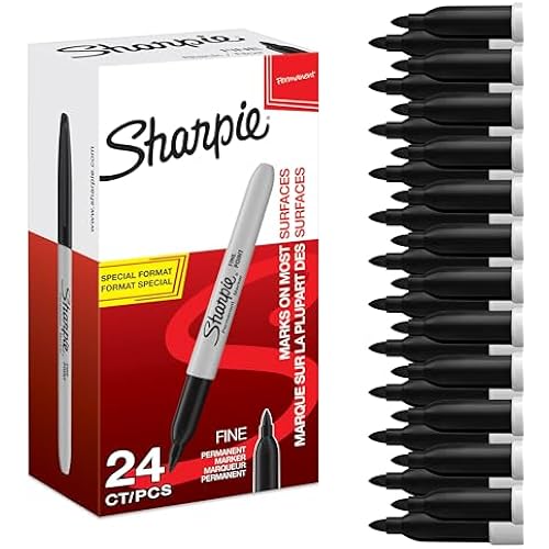 Sharpie Permanent Markers, Fine Point, Black, 24 Count