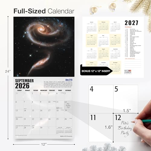 Image of RED EMBER Hubble & ESO Discoveries 2026 Wall Calendar 12 Month | 12 inch x 24 inch Open | Thick & Sturdy Paper | Giftable | Space Calendar 2026