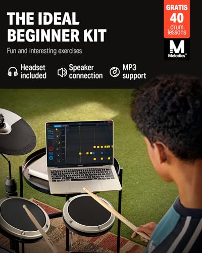 image for Donner DED-80 Electric Drum Kit with 4 Quiet Mesh Pads, 180+ Sounds, 3