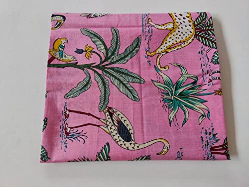 Image of Floral Printed Cotton Fabric Cloth Hand Block Print Fabric Women Material Running Jaipuri Hand Block Printed Women Dress Material Kurtis Natural 44 inch Inches Width 2.5 Meter (Pattern 24)